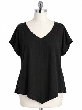 Oh My Gauze Venice V Neck Top XXL Black Cotton Gauze Lagenlook Size 3